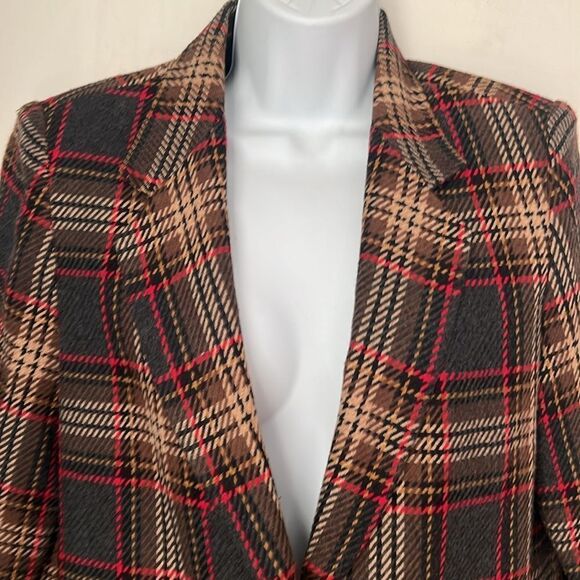 Requirements Plaid Preppy Wool Blend Lux Timeless Classic Equestrian Blazer 8P - Picture 5 of 12
